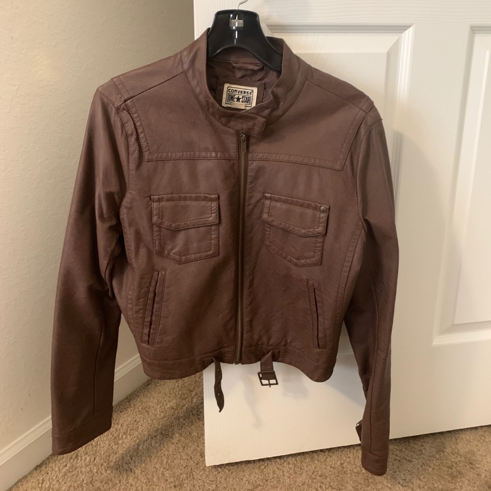 Brown leather jacket